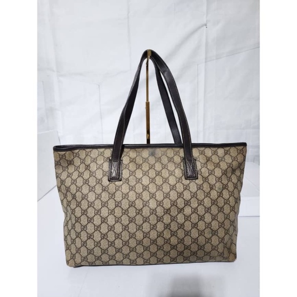 Authentic GUCCI GG Coated Canvas Medium Tote Bag Beige/Brown - Picture 4 of 16